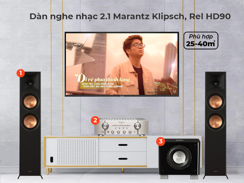 Dàn nghe nhạc 2.1 Marantz Klipsch, Rel HD90