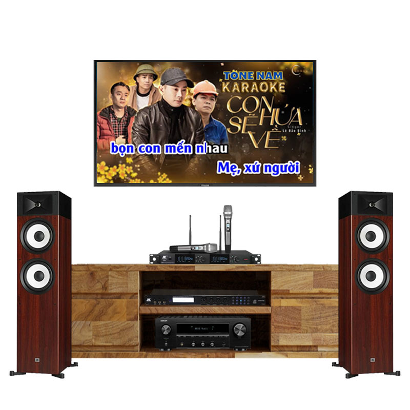 Dàn nghe nhạc và Hát Karaoke NK45 ( JBL A180, DRA800H, Micro, vang số )