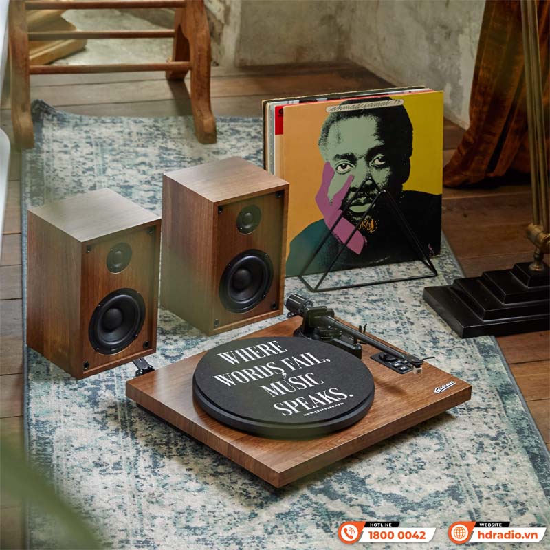 Combo đầu đĩa than kết hợp loa Gadhouse Henry, Tốc Độ Quay 33 1/3 và 45 RPM, Công suất 18W x 2, Bluetooth, USP-PC-6