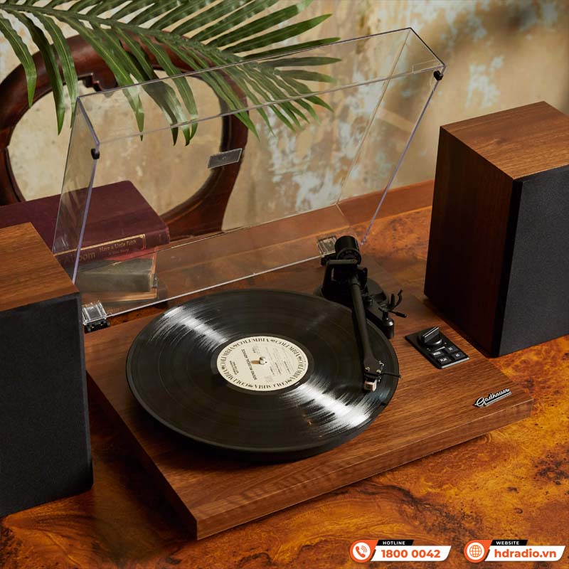 Combo đầu đĩa than kết hợp loa Gadhouse Henry, Tốc Độ Quay 33 1/3 và 45 RPM, Công suất 18W x 2, Bluetooth, USP-PC-7