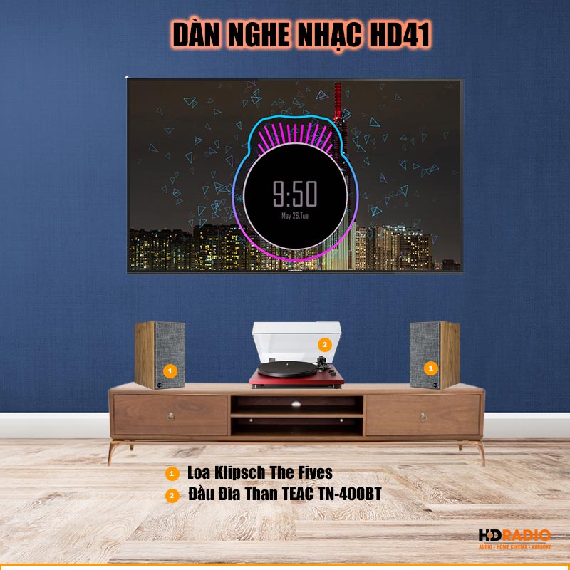 Bộ âm thanh nghe nhạc mini có đầu đĩa than HD41