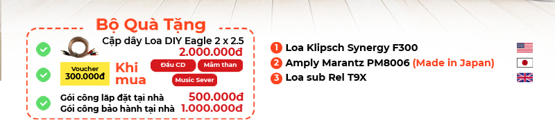 chú thích Dàn Nghe Nhạc 2.1 Marantz Klipsch Cao Cấp HD89