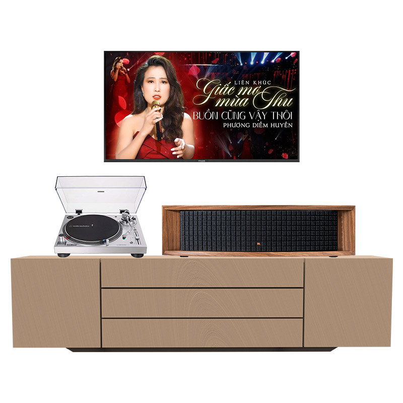 Dàn nghe nhạc JBL NH18 (JBL L75ms Music System màu Walnut, Audio Technica AT-LP120XUSB)