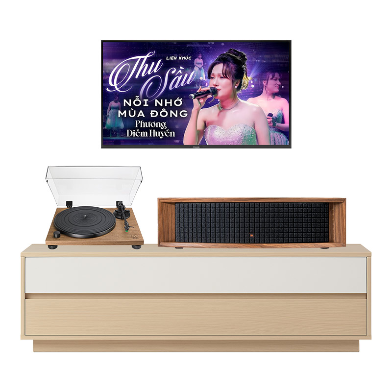 Dàn nghe nhạc JBL NH20 (JBL L75ms Music System màu Walnut, Audio Technica AT-LPW40WN)