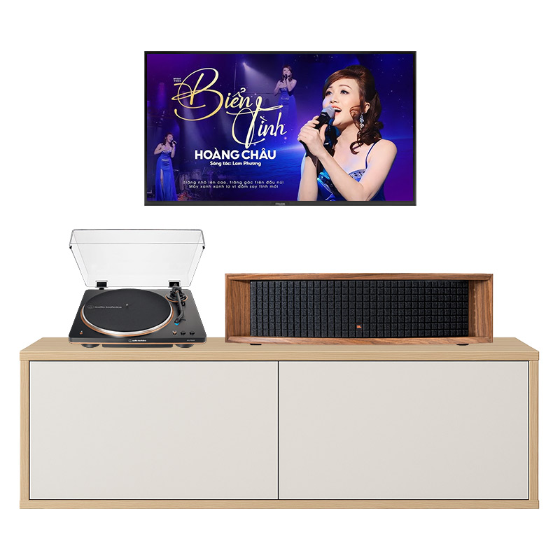 Dàn nghe nhạc JBL NH22 (JBL L75ms Music System màu Walnut, Audio Technica AT LP70XBT)