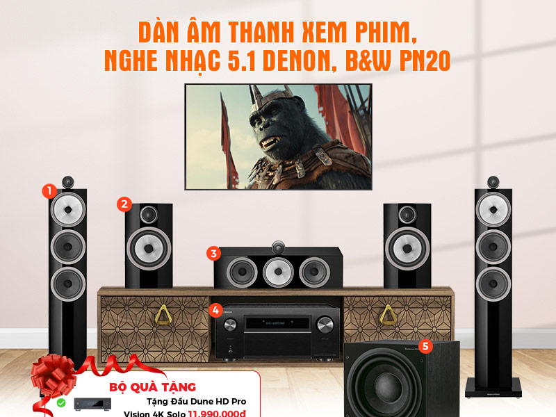 Dàn âm thanh nghe nhạc xem phim 5.1 Denon, B&W PN20
