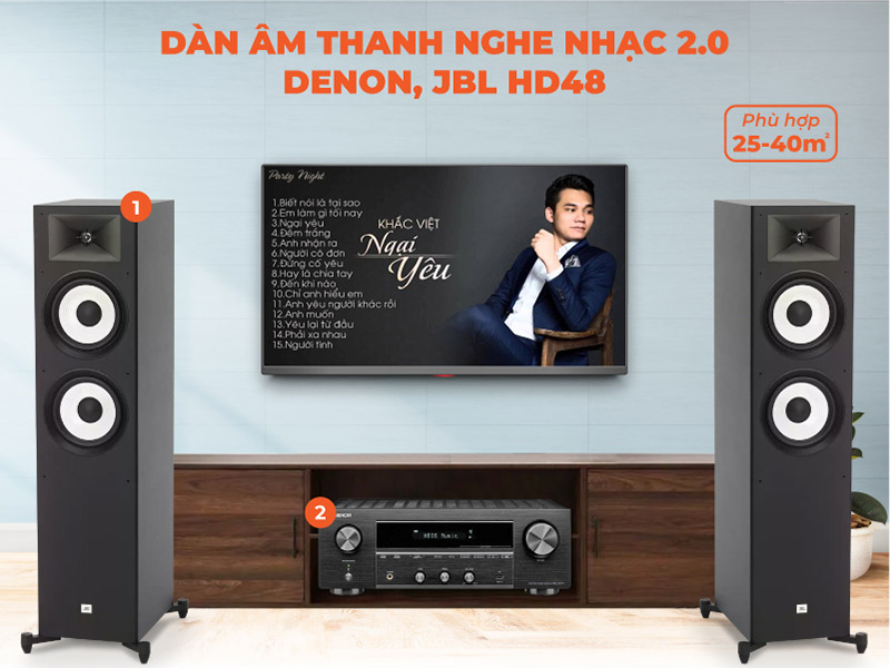 Dàn âm thanh nghe nhạc 2.0 DENON, JBL HD48