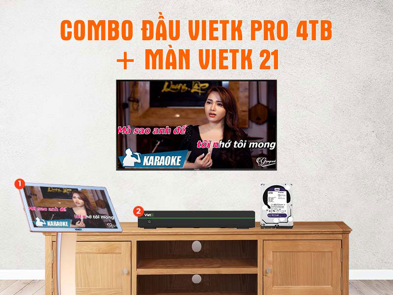 Combo Đầu VietK Pro 4TB + Màn VietK 21 