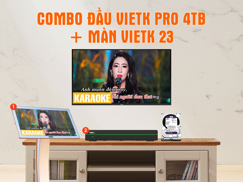 Combo Đầu VietK Pro 4TB + Màn VietK 23