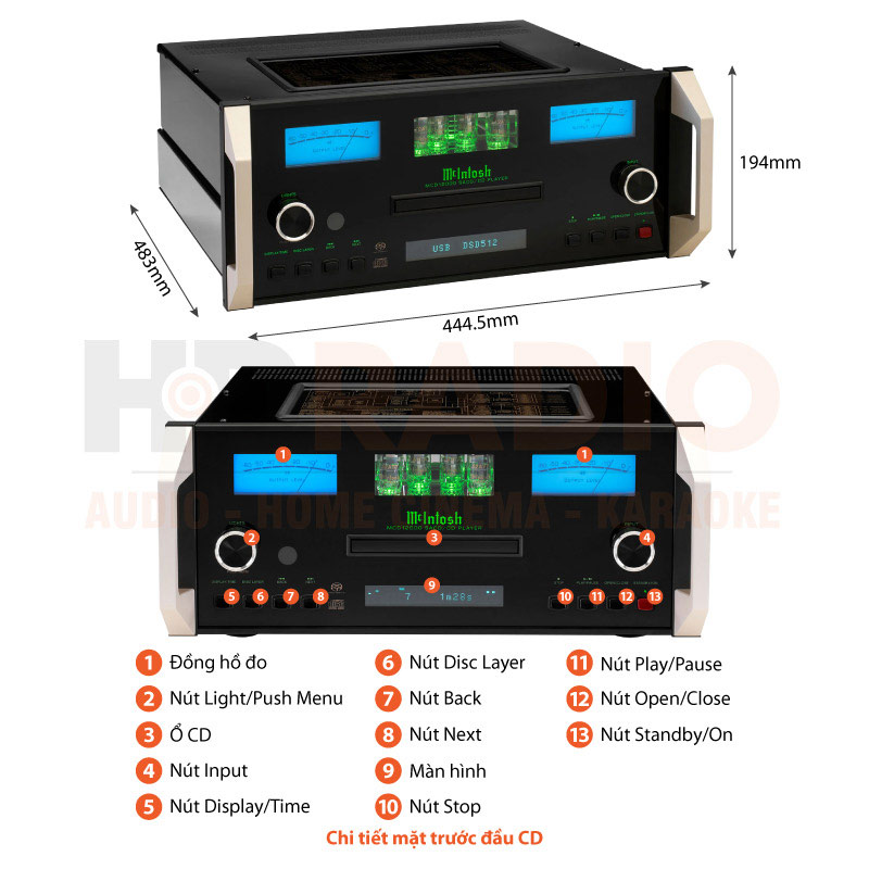 Chú thích Đầu CD McIntosh MCD12000
