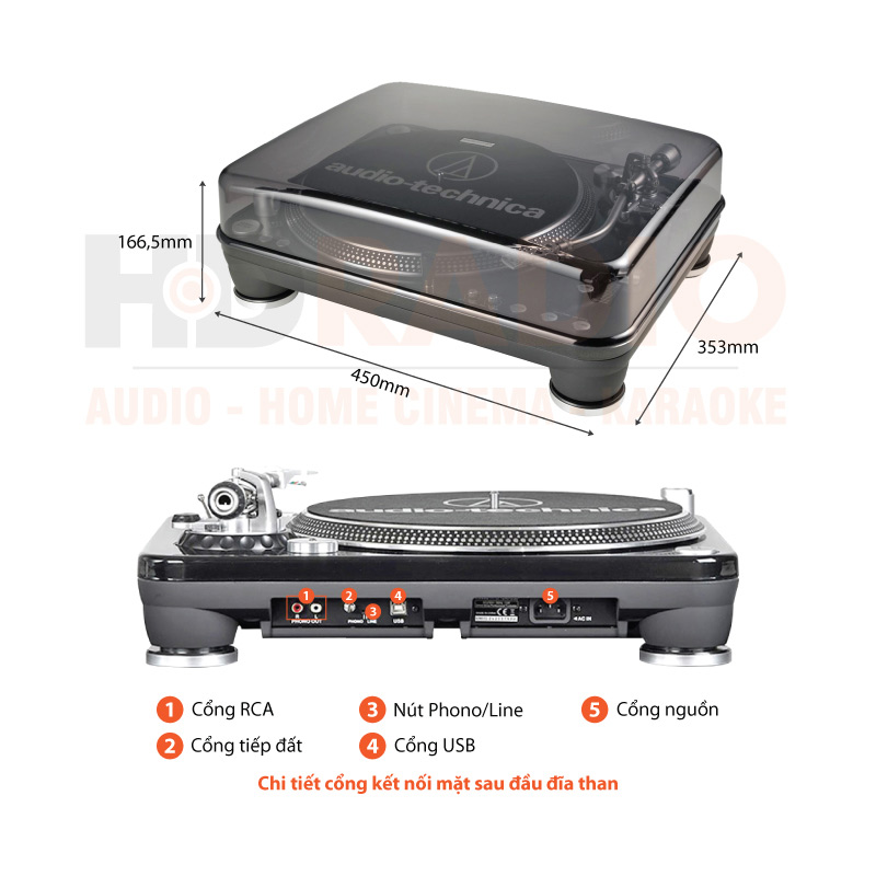 Chú thích đầu đĩa than Audio Technica AT-LP1240-USBXP