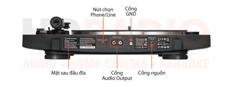 Chú thích đầu đĩa than Audio Technica AT-LP3XBT