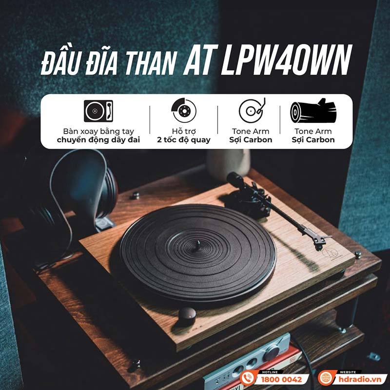 Đầu đĩa than Audio Technica AT LPW40WN, RCA, Hộp mực AT-VM95E (33-1/3 và 45 RPM)-1