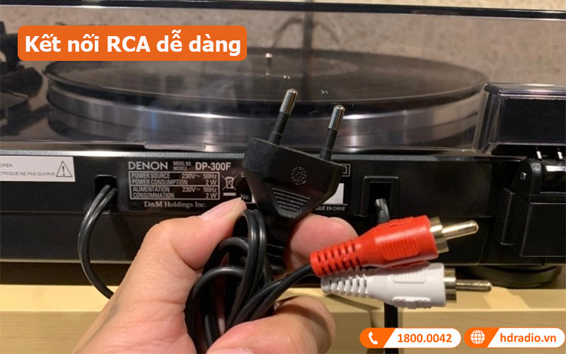 Đầu đĩa than Denon DP-300F kết nối RCA dễ dàng