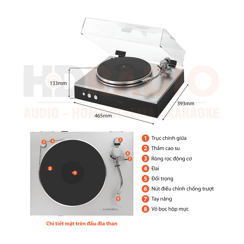 chú thích đầu đĩa than Luxman PD-151