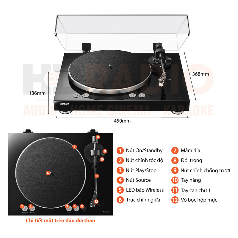 Chú thích đầu đĩa than Yamaha TT-N503