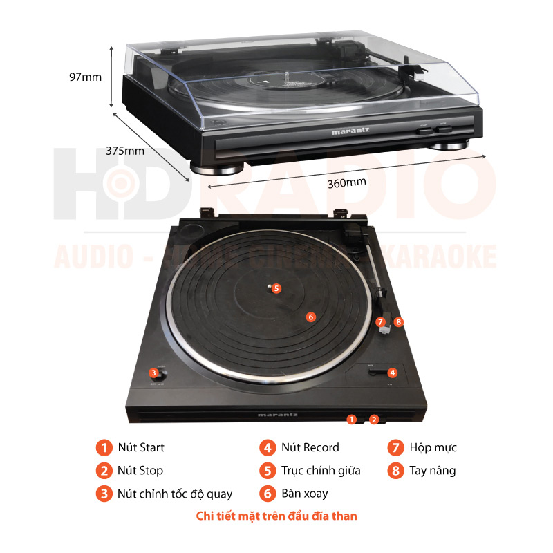 Chú thích đầu đĩa than Marantz TT5005