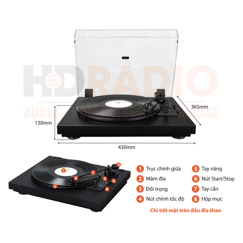 Chú thích đầu đĩa than Pro-Ject A1