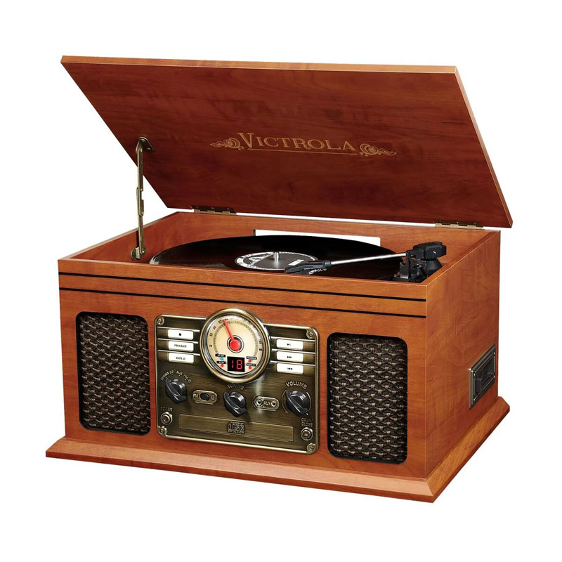 Máy hát đĩa than + Đầu CD + Đài FM Victrola Nostalgic Quincy, Bluetooth (33 1/3, 45, 78 vòng/phút)