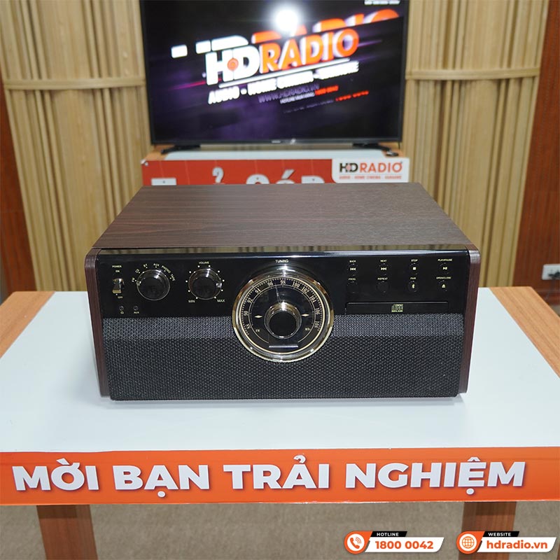 Máy Hát Đĩa Than Kết Hợp Đầu CD, Đài FM, Loa Victrola The Empire, Bluetooth 4.2, FM, AUX 3,5 mm-3