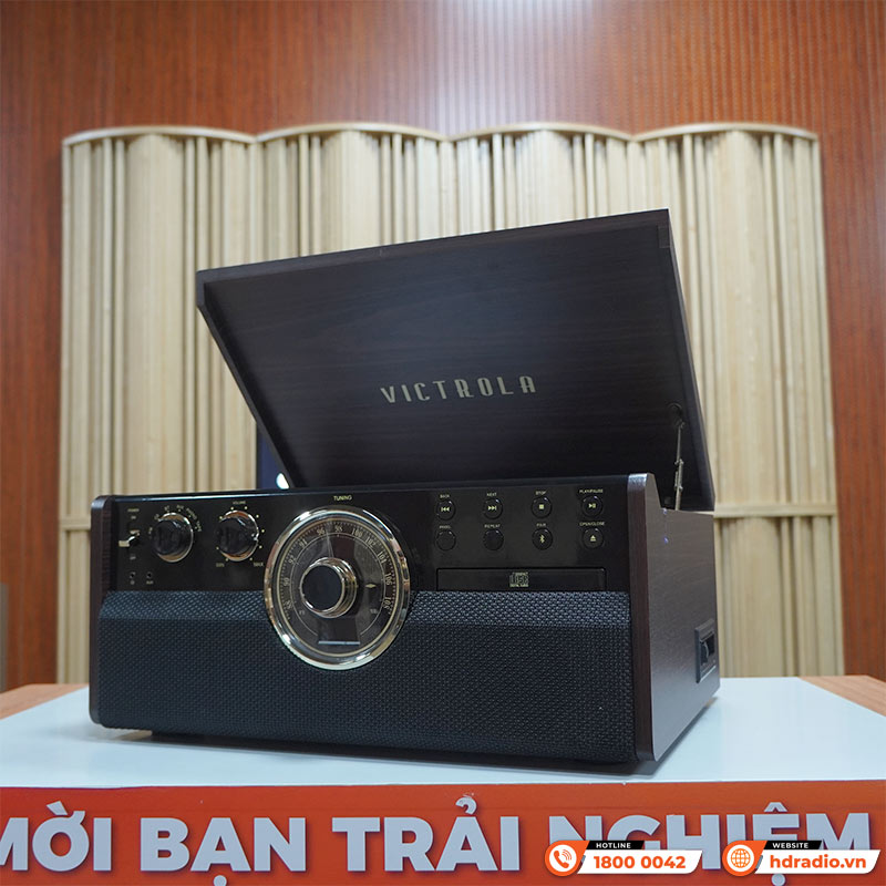 Máy Hát Đĩa Than Kết Hợp Đầu CD, Đài FM, Loa Victrola The Empire, Bluetooth 4.2, FM, AUX 3,5 mm-12