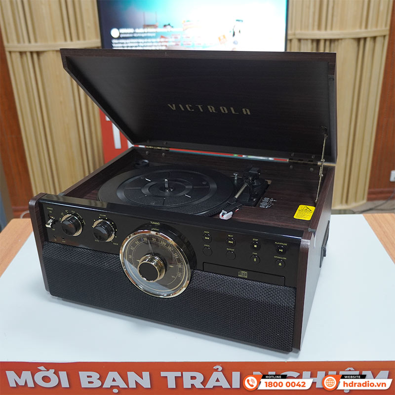 Máy Hát Đĩa Than Kết Hợp Đầu CD, Đài FM, Loa Victrola The Empire, Bluetooth 4.2, FM, AUX 3,5 mm-13