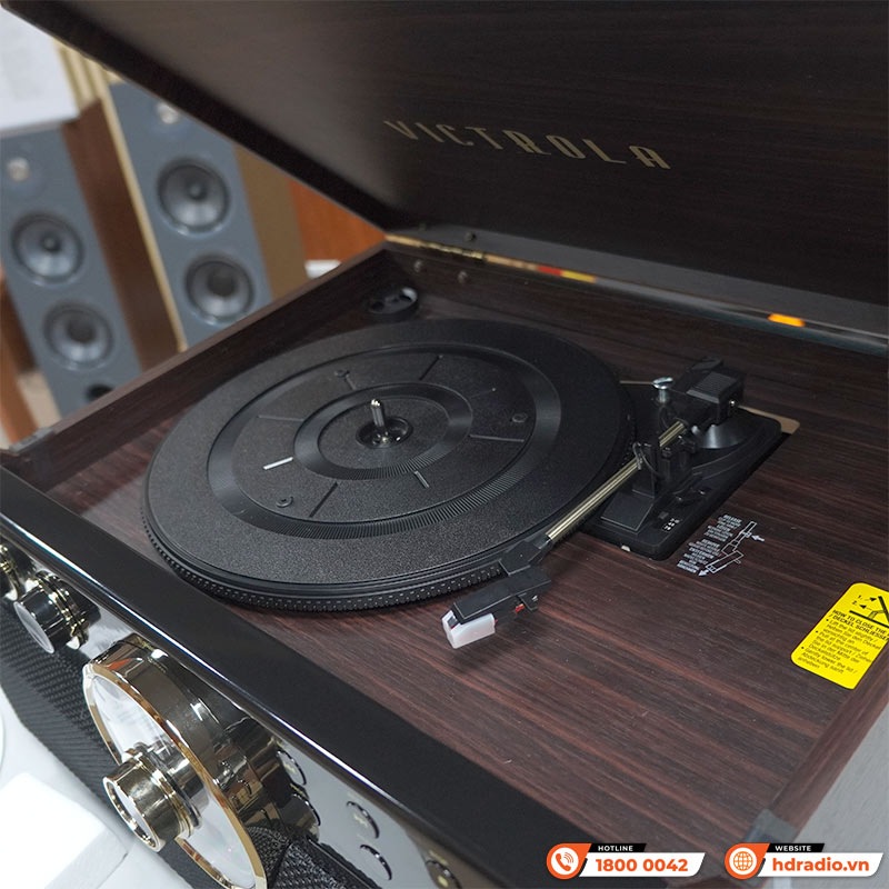 Máy Hát Đĩa Than Kết Hợp Đầu CD, Đài FM, Loa Victrola The Empire, Bluetooth 4.2, FM, AUX 3,5 mm-14