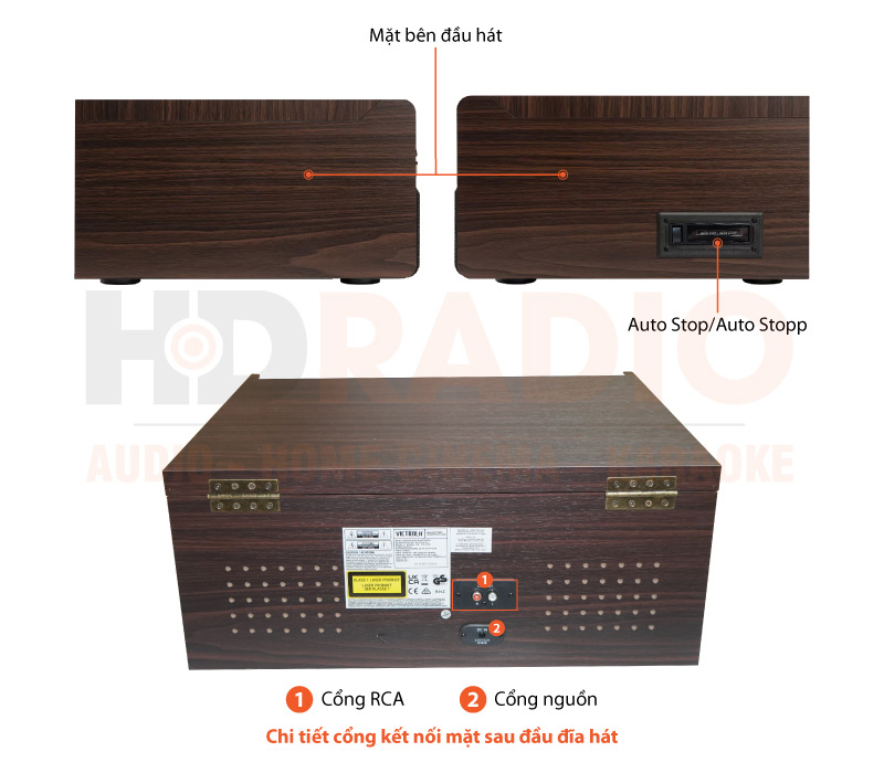 Máy Hát Đĩa Than Kết Hợp Đầu CD và Loa Victrola The Empire