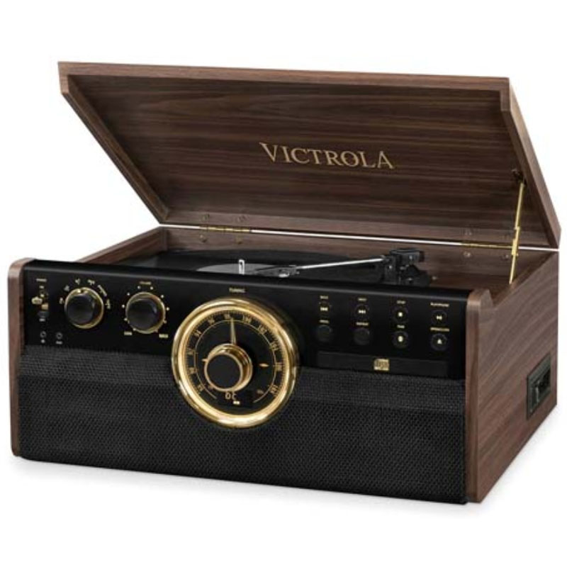 Máy Hát Đĩa Than Kết Hợp Đầu CD, Đài FM, Loa Victrola The Empire, Bluetooth 4.2, FM, AUX 3,5 mm