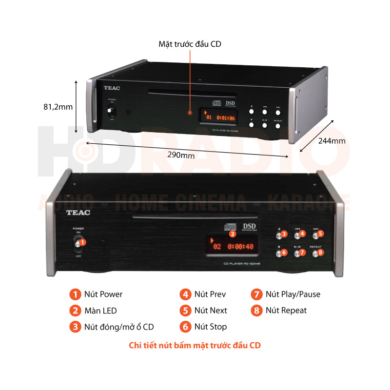 Chú thích đầu CD Teac PD-501 HR