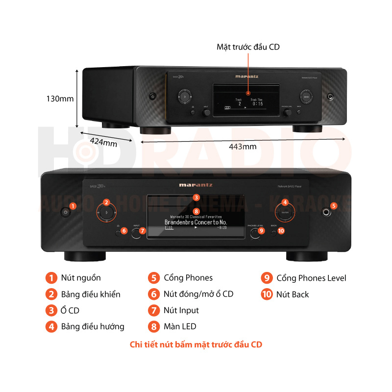 Chú thích đầu CD + Network Audio Player Marantz SACD 30N
