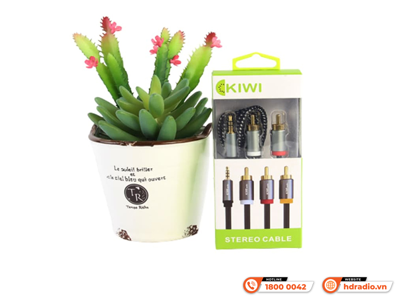 Dây 3.5mm ra 2AV Kiwi KW-AV002, dài 1.5M, 3M, 5M