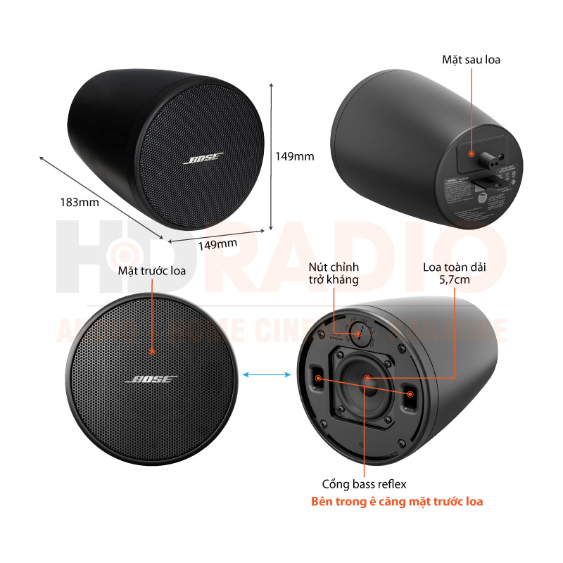 Chú thích Loa treo tường Bose FreeSpace FS2P