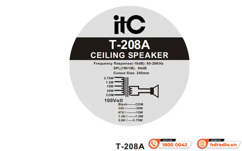 Loa âm trần ITC T-208A