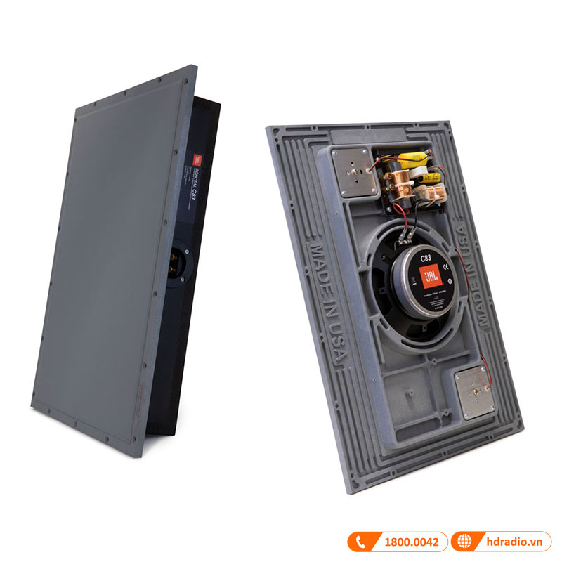 cấu trúc bao gồm tấm kính FidelityGlass™ và hộp chữ nhật chứa củ loa 