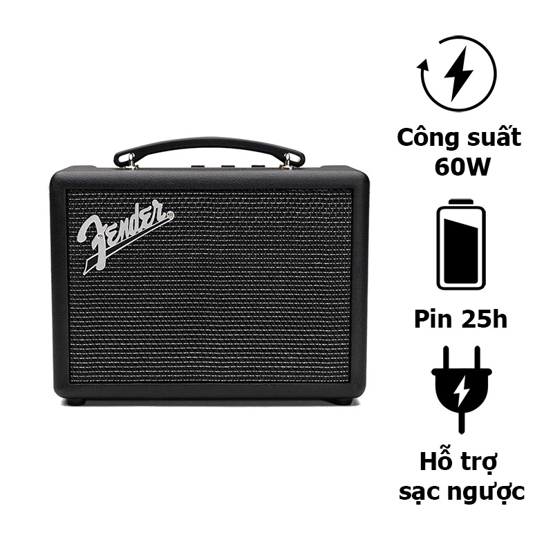 Loa Fender Indio 2 Chính Hãng, Công Suất 60W, Pin 25h, Bluetooth 4.2, AUX (Màu Đen)