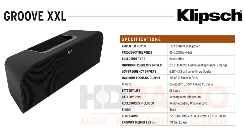 thông số kỹ thuật Loa Klipsch Groove XXL
