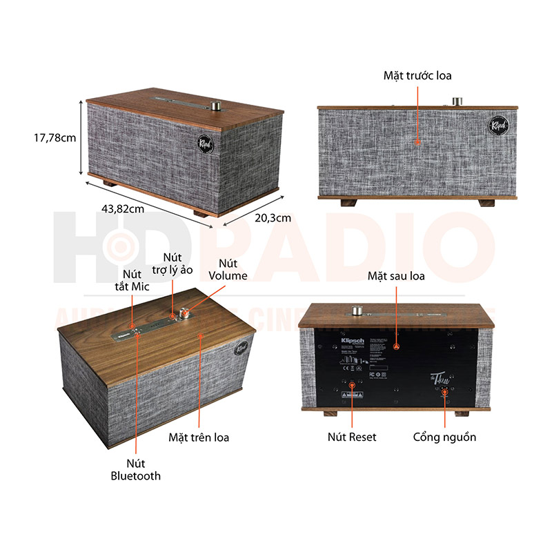 Chu thich loa Klipsch The Three Google Assistant