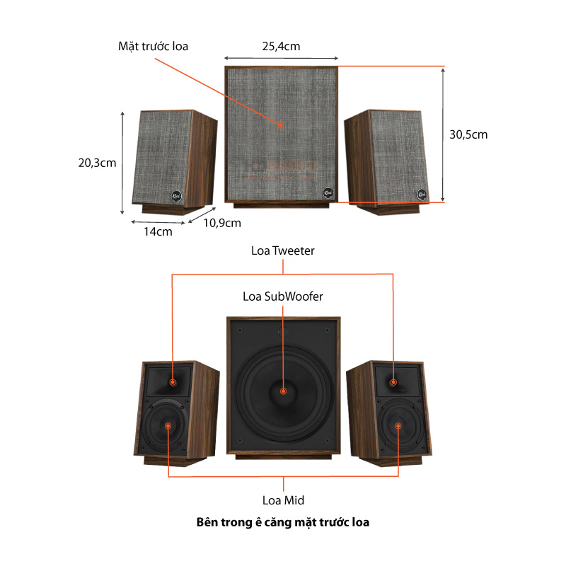 Loa Klipsch Promedia Heritage 2.1, Có Bluetooth, RCA, USB, Công Suất 220W-1