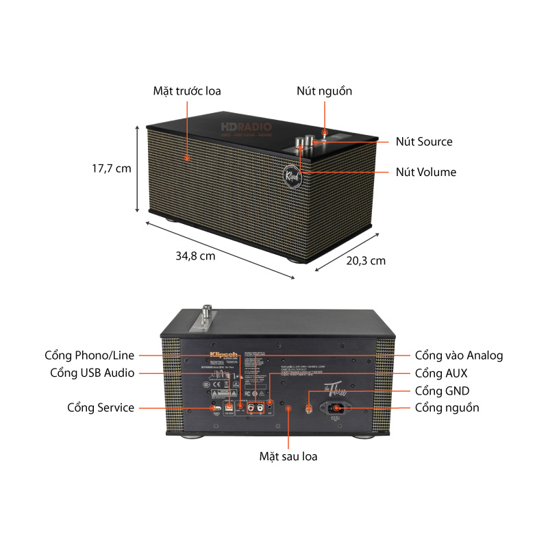 Chu thich loa Klipsch The Three II