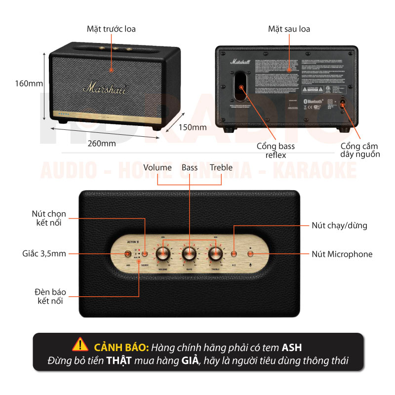 chu thich Loa Marshall Acton 2 Voice With Amazon Alexa chinh hang 