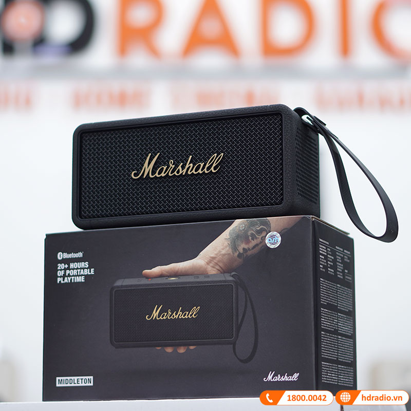 Loa Marshall Middleton 1, Pin 20h, Chống Nước IP67, Công suất 60W, Stack Mode, EQ, Bluetooth 5.1, AUX-2