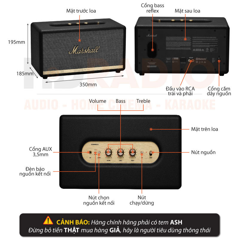 Loa Marshall Stanmore 2, 80W, Bluetooth, AUX, RCA, App Marshall Bluetooth-1