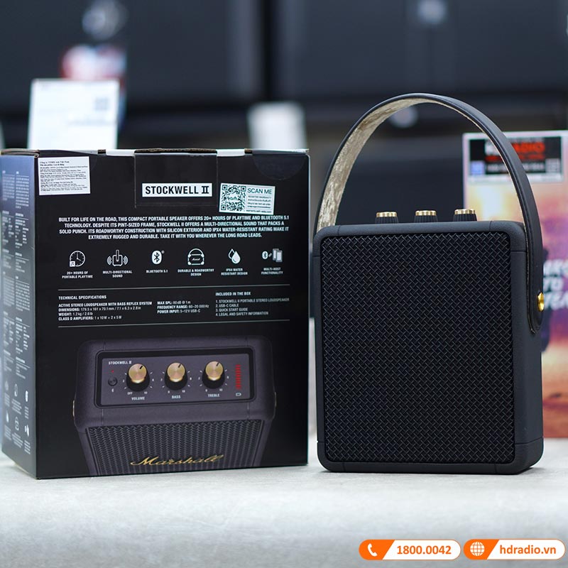 Loa Marshall Stockwell 2 (II) Pin 20h, Công suất 15W, IPX4, Bluetooth, AUX-14