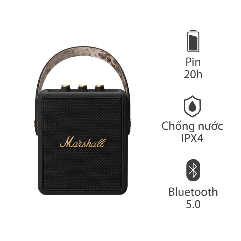 Loa Marshall Stockwell 2 (II) Pin 20h, Công suất 15W, IPX4, Bluetooth, AUX