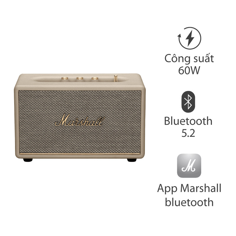 Loa Marshall Acton 3 (III), Công Suất 60W, Bluetooth, AUX, App Marshall Bluetooth