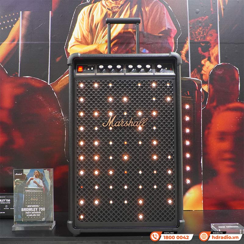 Loa Marshall Bromley 750, LED đẹp, Pin 40h, Công suất 500W, Âm thanh 360 độ, Chống Nước IP54, Bluetooth 5.3, App Marshall Bluetooth-2