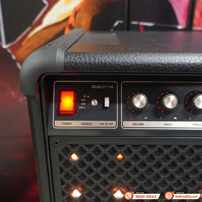 Loa Marshall Bromley 750, LED đẹp, Pin 40h, Công suất 500W, Âm thanh 360 độ, Chống Nước IP54, Bluetooth 5.3, App Marshall Bluetooth-5