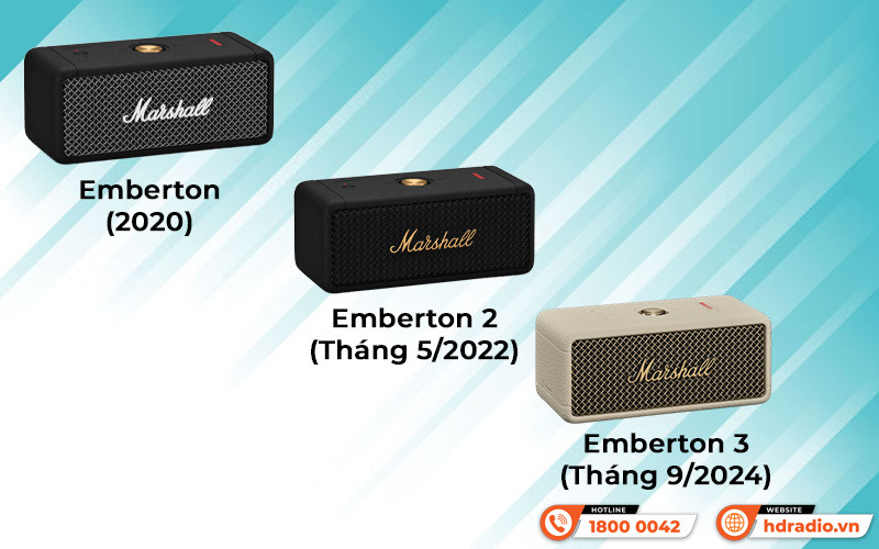 Năm ra mắt Loa Marshall Emberton, Emberton 2, Emberton 3