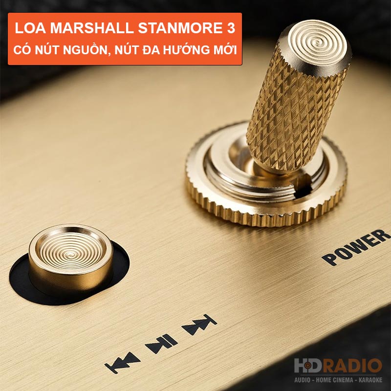 nút nguồn và nút đa hướng trên loa marshall stanmore 3